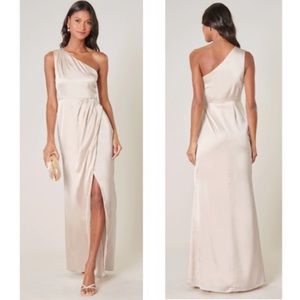 NWT Sugarlips Prestige One Shoulder Asymmetrical Maxi Dress Size L